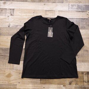 Via Via double dress shirt long sleeve women's 8 black